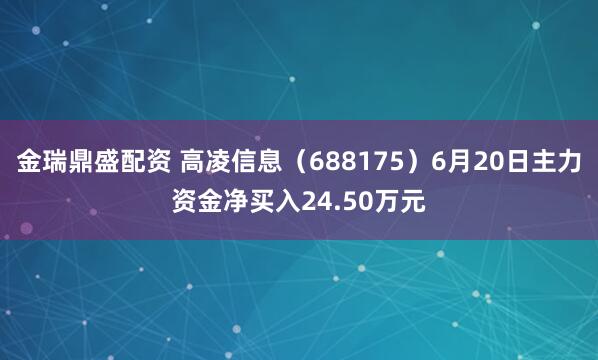 金瑞鼎盛配资 高凌信息（688175）6月20日主力资金净买入24.50万元