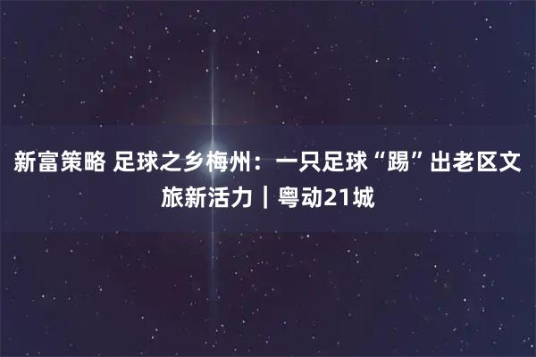 新富策略 足球之乡梅州：一只足球“踢”出老区文旅新活力｜粤动21城